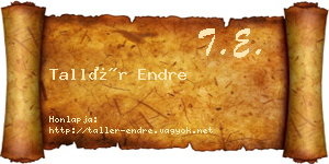 Tallér Endre névjegykártya